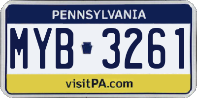 PA license plate MYB3261