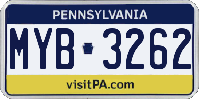 PA license plate MYB3262