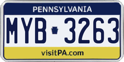 PA license plate MYB3263