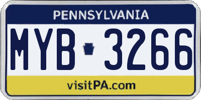 PA license plate MYB3266