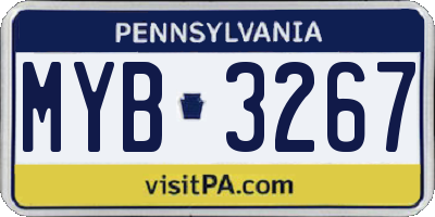 PA license plate MYB3267