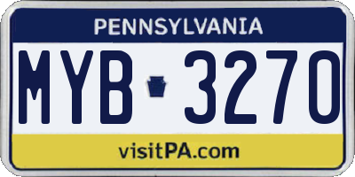 PA license plate MYB3270
