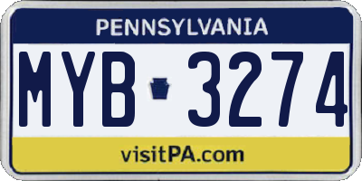PA license plate MYB3274