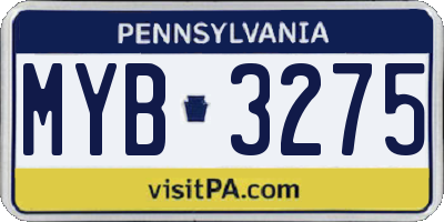 PA license plate MYB3275