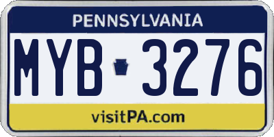 PA license plate MYB3276