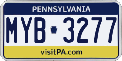 PA license plate MYB3277