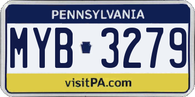 PA license plate MYB3279