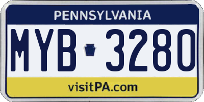 PA license plate MYB3280