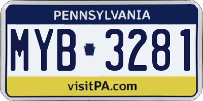 PA license plate MYB3281