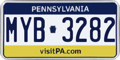 PA license plate MYB3282