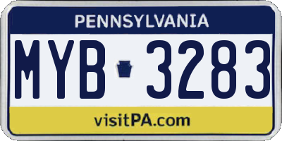 PA license plate MYB3283