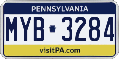 PA license plate MYB3284