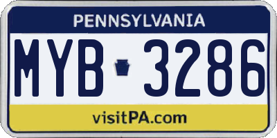 PA license plate MYB3286