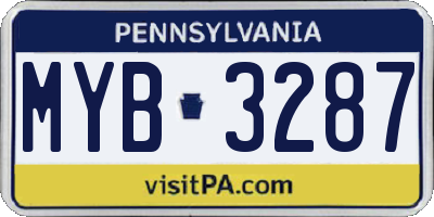 PA license plate MYB3287