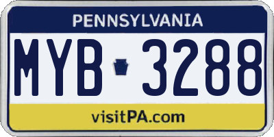 PA license plate MYB3288