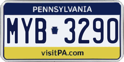 PA license plate MYB3290