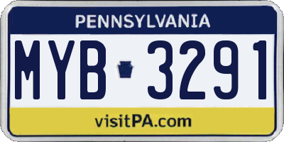 PA license plate MYB3291