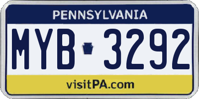 PA license plate MYB3292