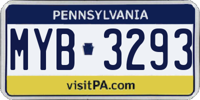 PA license plate MYB3293