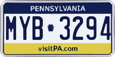 PA license plate MYB3294