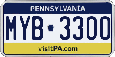 PA license plate MYB3300
