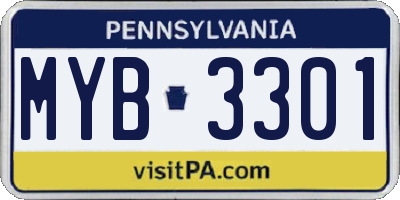 PA license plate MYB3301