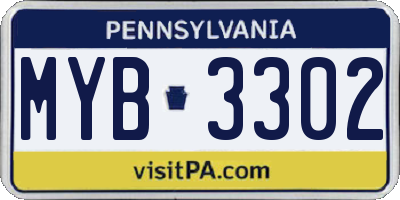 PA license plate MYB3302