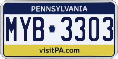 PA license plate MYB3303