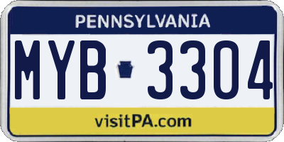 PA license plate MYB3304