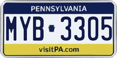 PA license plate MYB3305