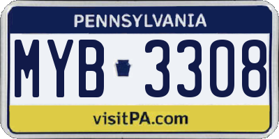 PA license plate MYB3308