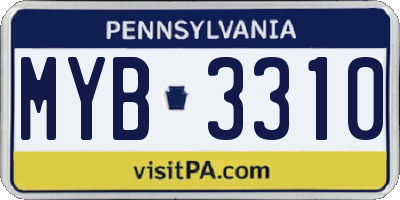 PA license plate MYB3310