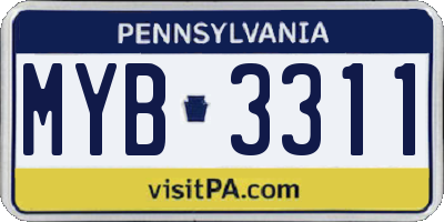 PA license plate MYB3311