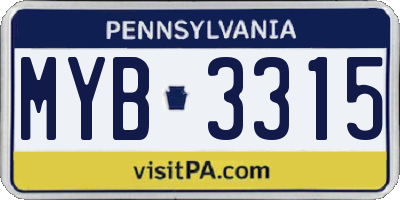 PA license plate MYB3315