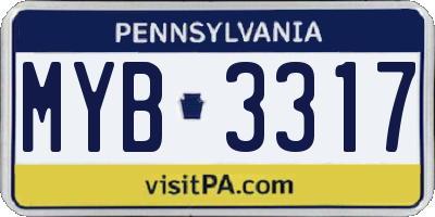 PA license plate MYB3317