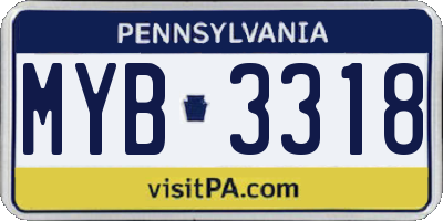 PA license plate MYB3318