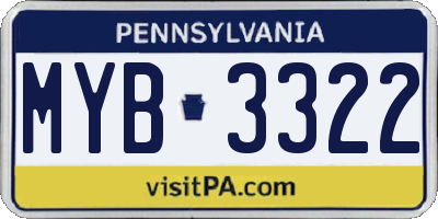 PA license plate MYB3322