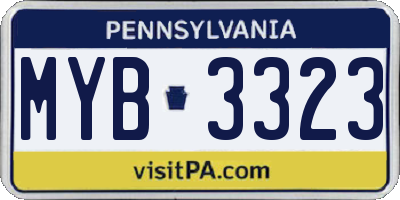 PA license plate MYB3323