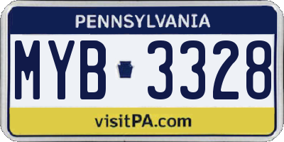 PA license plate MYB3328