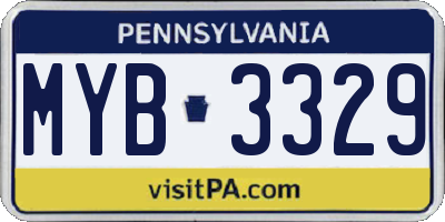 PA license plate MYB3329
