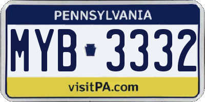 PA license plate MYB3332