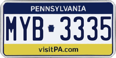 PA license plate MYB3335