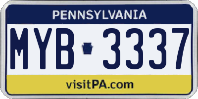PA license plate MYB3337
