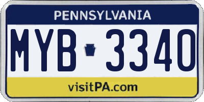PA license plate MYB3340