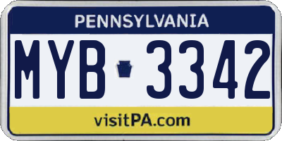 PA license plate MYB3342