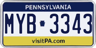 PA license plate MYB3343