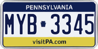 PA license plate MYB3345