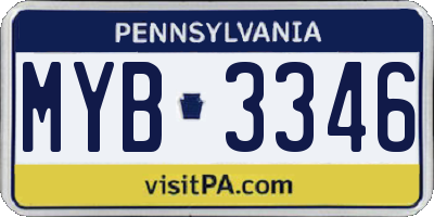 PA license plate MYB3346