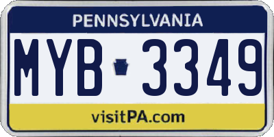 PA license plate MYB3349