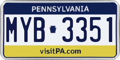 PA license plate MYB3351